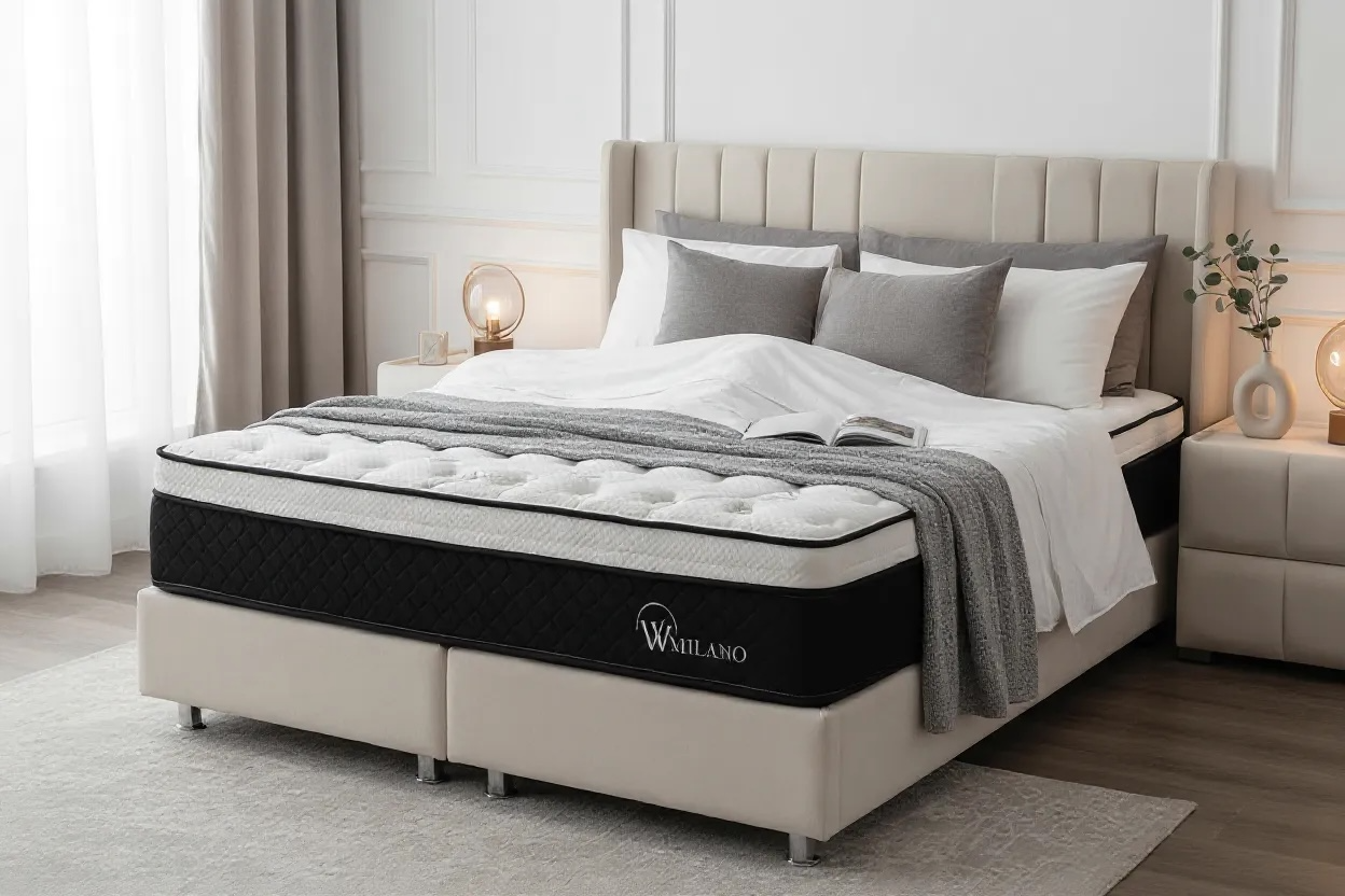 Pack complet - Lit coffre ALMA - velours - beige