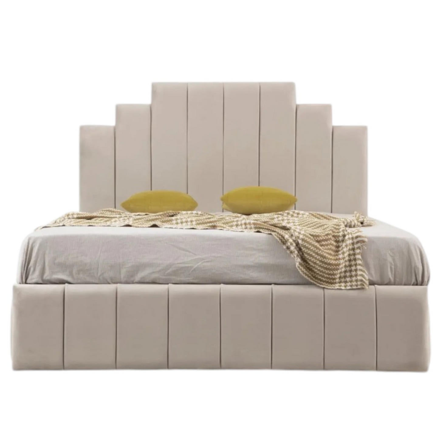 Cadre De Lit En Velours - Natura Beige