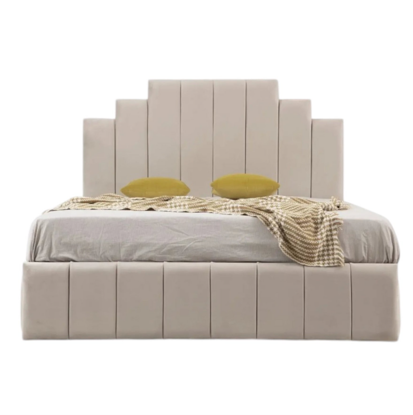 Cadre De Lit En Velours - Natura Beige