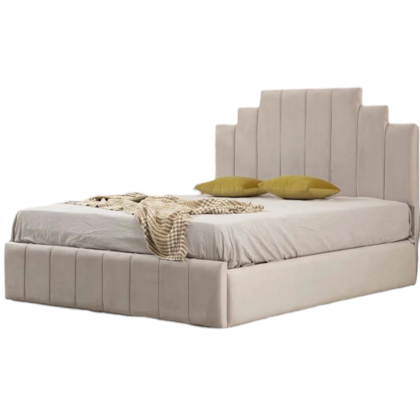 Cadre De Lit En Velours - Natura Beige
