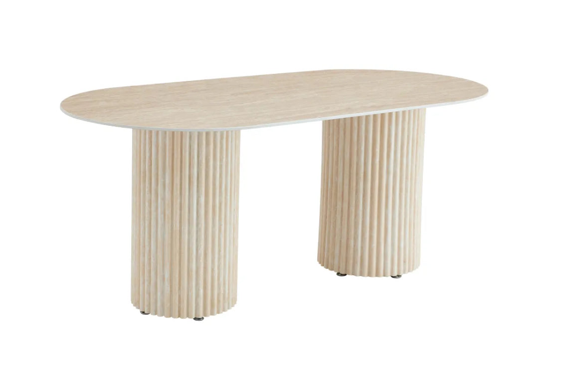 Table repas - EYSHA - travertin céramique - 180x90