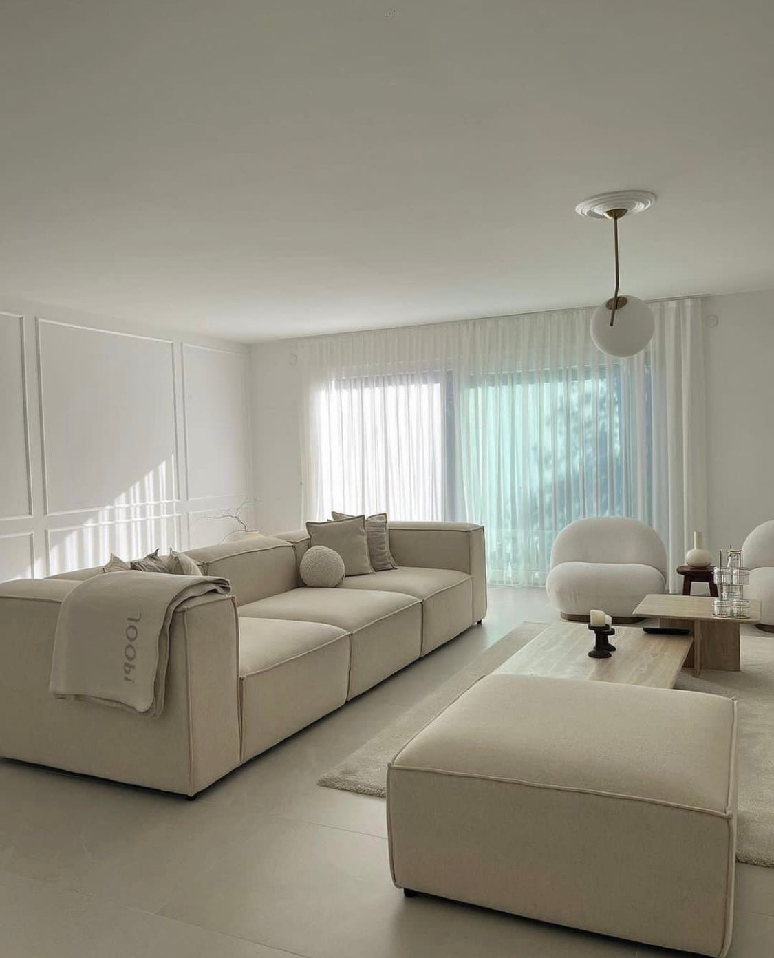 Canapé Modulable En Velours Anti Tâches - Lila 3+1 pouf & 4+1 pouf