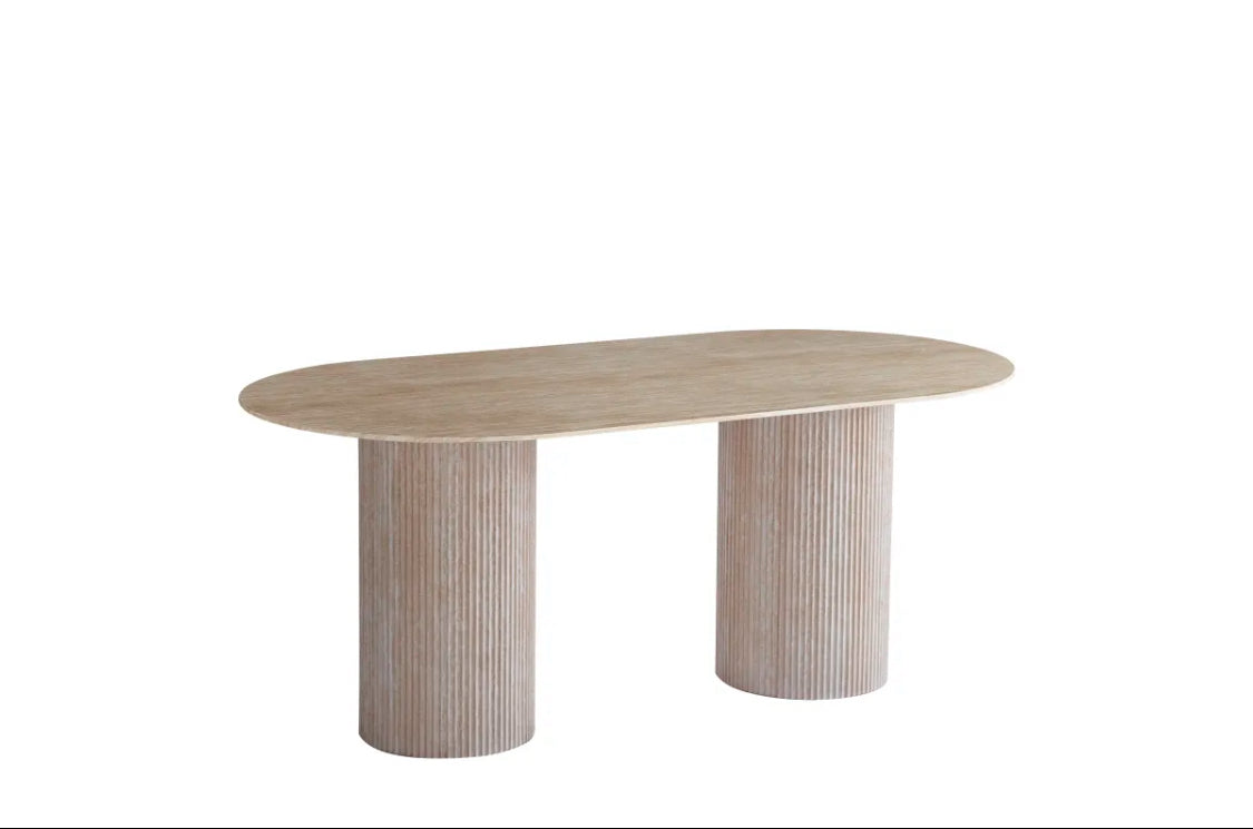 Table repas - COCO - céramique effet travertin - 180x90x75cm