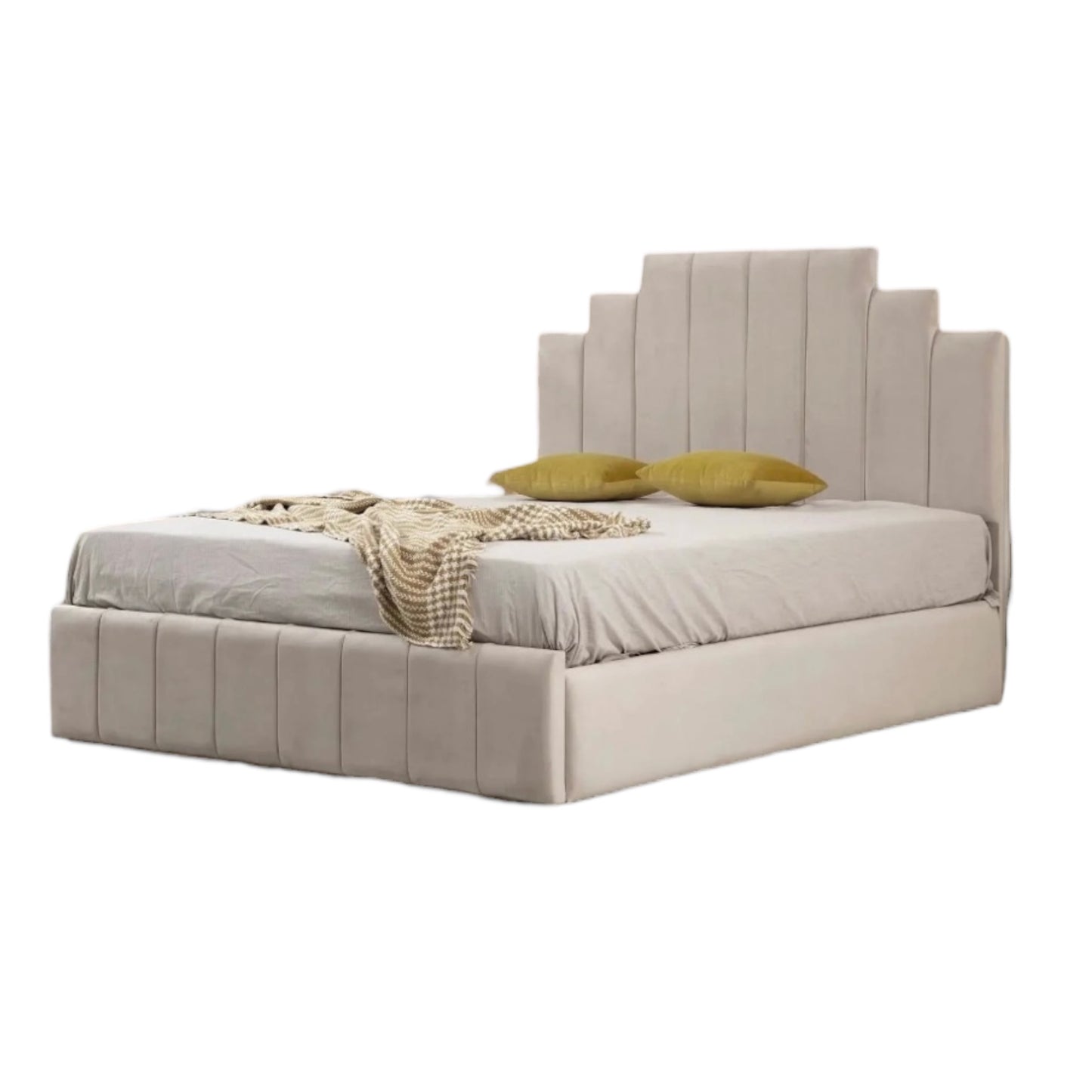 Cadre De Lit En Velours - Natura Beige