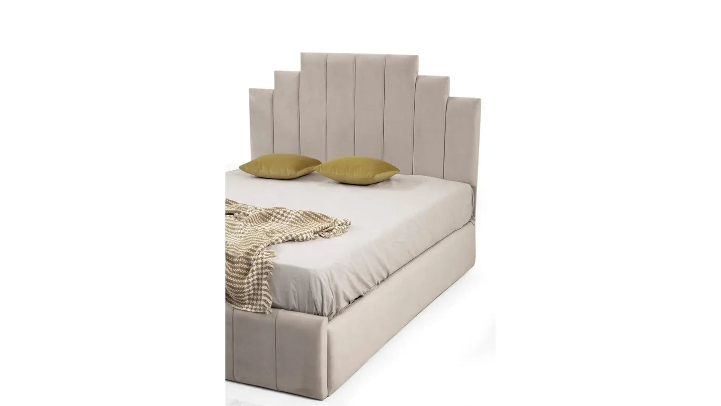 Cadre De Lit En Velours - Natura Beige
