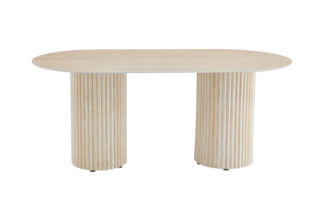 Table repas - EYSHA - travertin céramique - 180x90