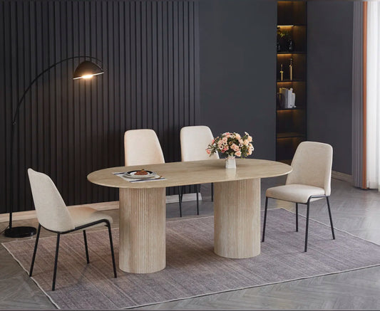 Table repas - COCO - céramique effet travertin - 180x90x75cm
